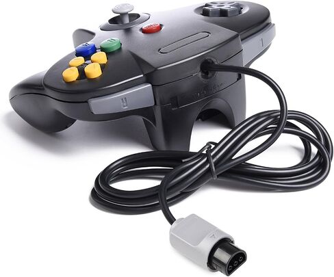 2 Pack USB N64 Controller, Wired PC Gamepad [3D Analog Stick] Compatible for Windows PC MAC Linux Raspberry Pi Genesis Higan Project 64 Retropie OpenEmu Emulator (Plug & Play) (Black/Grey) in Kuwait