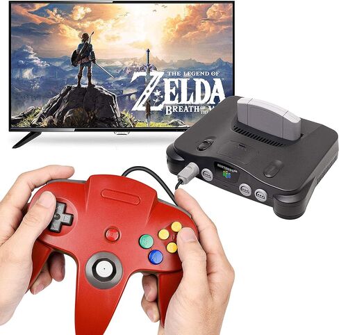 2 Pack USB N64 Controller, Wired PC Gamepad [3D Analog Stick] Compatible for Windows PC MAC Linux Raspberry Pi Genesis Higan Project 64 Retropie OpenEmu Emulator (Plug & Play) (Black/Grey) in Kuwait