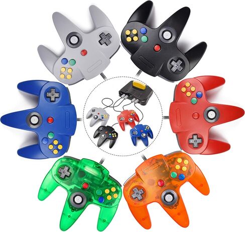 2 Pack USB N64 Controller, Wired PC Gamepad [3D Analog Stick] Compatible for Windows PC MAC Linux Raspberry Pi Genesis Higan Project 64 Retropie OpenEmu Emulator (Plug & Play) (Black/Grey) in Kuwait