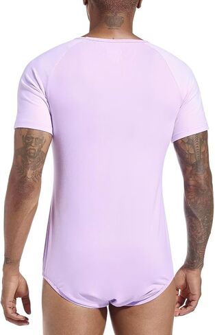 Mens Shapewear Short Sleeve Bodysuit Crotch Shirt Romper Pajamas Print Onesie for Men in Kuwait
