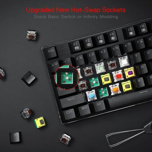 Redragon K556 PRO Upgraded Wireless RGB Gaming Keyboard, BT/2.4Ghz Tri-Mode Aluminum Mechanical Keyboard w/No-Lag Connection, Hot-Swap Linear Quiet Red Switch in Saudi Arabia