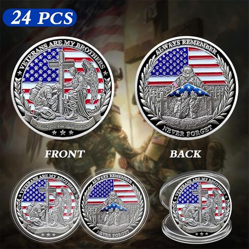 Military Challenge Coins, 24 Pcs US Military Coins Veteran Challenge Coin - Veterans are My Brothers - Thank You for Your Service - Military Commemorative Appreciation Gifts in Saudi Arabia