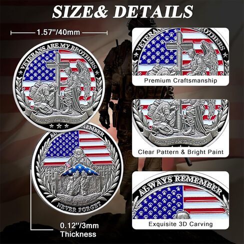 Military Challenge Coins, 24 Pcs US Military Coins Veteran Challenge Coin - Veterans are My Brothers - Thank You for Your Service - Military Commemorative Appreciation Gifts in Saudi Arabia