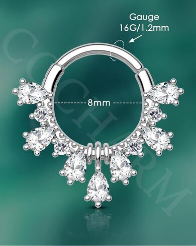 COCHARM دمعة تشيكوسلوفاكيا الحاجز خواتم 16G الحاجز مجوهرات لذيذ اللولب Daith أقراط للنساء واضح تشيكوسلوفاكيا اللولب Daith ثقب المجوهرات الفولاذ المقاوم للصدأ in Kuwait