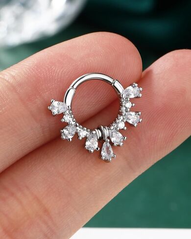 COCHARM دمعة تشيكوسلوفاكيا الحاجز خواتم 16G الحاجز مجوهرات لذيذ اللولب Daith أقراط للنساء واضح تشيكوسلوفاكيا اللولب Daith ثقب المجوهرات الفولاذ المقاوم للصدأ in Kuwait
