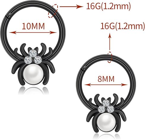 Stainless Steel Nose Ring Septum Clicker Ear Hoop Earring Tragus Cartilage Daith Spiders Cobweb Bat Nose Ring Hoop Hinged Segment Ring Piercing Jewelry for Women Men 16G 8MM 10MM in Kuwait