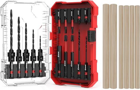 EZARC Countersink Drill Bit Set, 15 PCS Tapered Drill Bits Counter Sink Drill Bit with 2PCS Wood Plug Cutter 1/4" Hex Shank Quick Change for Woodworking with Storage Box in Saudi Arabia