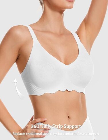 Gailife Wireless V Neck Bras for Women No Underwire Jacquard Push Up Bralettes for Women with Support Seamless Everyday Bra in Saudi Arabia