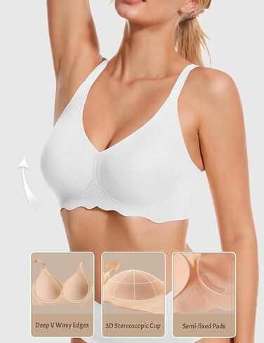 Gailife Wireless V Neck Bras for Women No Underwire Jacquard Push Up Bralettes for Women with Support Seamless Everyday Bra in Saudi Arabia