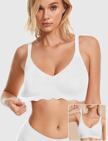 Gailife Wireless V Neck Bras for Women No Underwire Jacquard Push Up Bralettes for Women with Support Seamless Everyday Bra in Saudi Arabia