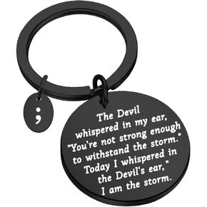 BNQL Semicolon Keychain I Am The Storm Keychain Inspirational Gifts Motivating Jewelry Gifts for Friend