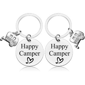 Vadaka Camper Gifts for Women Men Camping Keychain Keyring Gift For Camper Lover Funny Camper Keychain for Friends Family Rv Keychain for Travel Birthday Christmas Graduation Gifts for Teens Girls