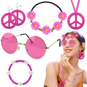 Halloween Hippie Accessories for Women 70s Accessories Women 60s 70s Outfits for Women Peace Sign Earrings