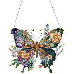 EOBROMD DIY Hanging Diamond Art Painting Kits for Adults, Dragonfly Ornament Diamond Art Kits Hanging Pendant for Window, Crystal Art for Home Wall Door Art Decoration
