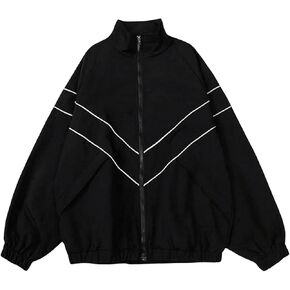 SOLY HUX Men's Y2k Zip Up Jacket Lightweight Windbreaker Outerwear Varsity Jackets