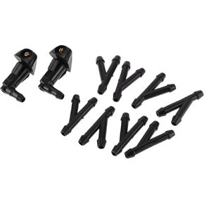 Windshield Washer Nozzle for Honda Accord 2003-2007 Front W/ 8 Pcs Y Hose Connector Car 76810SDAA11 Black Plastic 1 Set