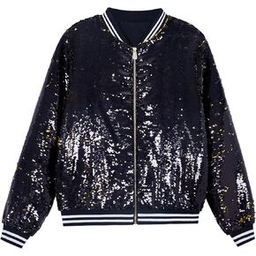 YIYI Mens Jacket Sequin Males Bomber Flip Sparkly Striped Varsity Glitter Party Outwear Coat Birthday Holiday Clothes