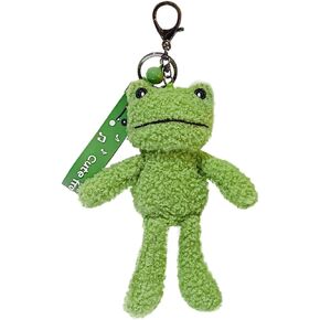 Cute Frog Keychain for Backpacks, 8" Inch Frog Plush Keychain Purse Charms for Girls Women