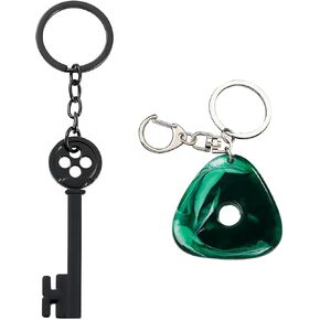 2 Pairs Coraline Keychain, Seeing Stone and Key Set Cartoon Cosplay Accessories Stuff Jewelry for Women Men