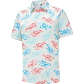 Men's Golf Polo Shirts Funny Golf Shirts for Men Performance Moisture Wicking Quick Dry Athletic Short Sleeve Shirts