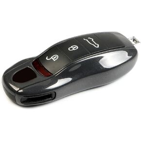 Jaronx Compatible with Porsche Key Fob Cover, Key Cover Compatible with Porsche Cayenne Panamera Macan Cayman 911 Key Fob Cover Key Shell Compatible with Porsche Key Accessories (Chalk/Light Grey)