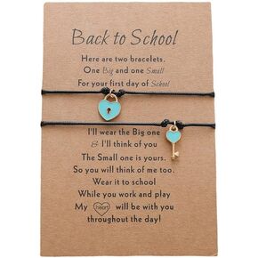 العودة إلى المدرسة سوار الهدايا اليوم الأول من المدرسة أساور الأم ابنة مطابقة الأساور القلب فراشة الفيل الرغبات أساور مجوهرات الصداقة in Kuwait