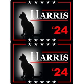 2 Pack Cat Ladies for Kamala Funny Cat 2024 President Kamala-Harris Magnets Vinyl Coat of Arms Auto Bumper Magnet Stickers Fade Proof Waterproof Outdoor Indoor