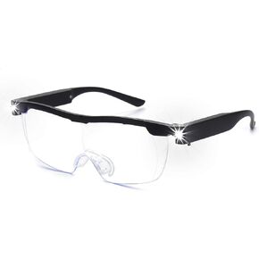 OKH 200% Magnifying Glasses with Light, Rechargeable LED Lighted Magnification Eyeglasses, Bright Sight Hands Free Magnifier Glasses for Close Work, Craft, Jewellers, Reading, Hobby