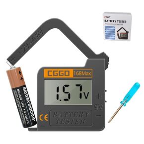CGGO 168MAX Battery Tester,Suitable for AA AAA C D 9V 1.5V Button Cell Batteries，Portable Universal Digital Battery Charge Checker