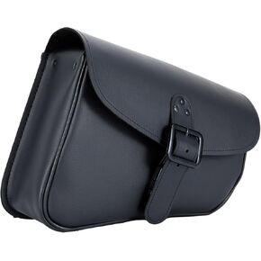 Motorcycle Swingarm Bag with Black Synthetic Leather, Swing Arm Bag Motorcycle Saddlebag Left Side Tool Bag Fit for Softail/Triangulated Swingarm Models Dyna Low Rider Fat Bob, An Adjustable Strap