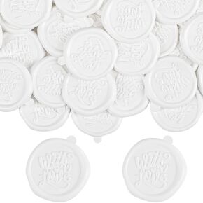 Wax Seal Stickers White, 50 Pack Wedding Party Invitation Envelope Wedding Embellishment Gift Wedding Party Favor Greenery Wedding Bridal Shower(with Love)