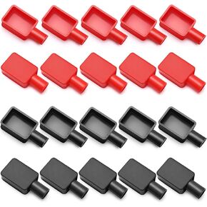 20PCS Battery Terminal Covers, COITEK Red and Black Battery Terminal Protector, Soft Rubber Positive Negative Insulating Stud Covers for Boats Cars Electric Bikes Trucks
