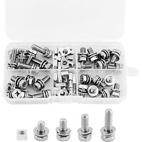 56pcs Motorcycle Battery Bolts M6 x 10/12/16/20mm, Motorcycle Battery Terminal Nuts, Stainless Steel Battery Bolts and Nuts, Battery Terminal Bolt Kit for ATV Bike/Furniture Repair/Crafts Making/DIY