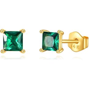 DOVRAN 14K Solid Gold Cat/Square Stud Earrings Trendy Cute Earrings for Women Gift Birthday Christmas