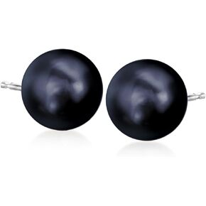 Ross-Simons 10-11mm Black Cultured Pearl Stud Earrings in 14kt White Gold