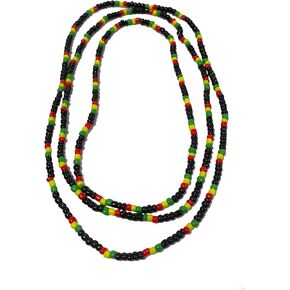 Necklace UPOV made of Rasta beads, black, red, yellow and green in Reggae style, set of 3 pieces of different sizes.