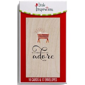 DaySpring - Little Inspirations - O Come Let Us Adore Him - 16 Christmas Boxed Cards, KJV (10369)