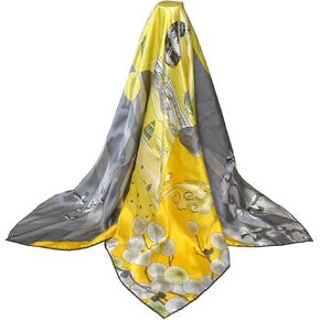 وشاح حريري 100% شالات حريرية مناديل حريرية - وشاح كبير مربع مقاس 35 بوصة بحواف ملفوفة يدويًا in Kuwait