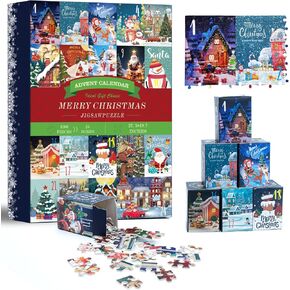 Advent Calendar 2024 Christmas Jigsaw Puzzles -All in one with 1008 Pieces Santa Claus Puzzle 24 Days Christmas Countdown Calendar, JVFQQII Holiday Gifts for Kids Teens Adults
