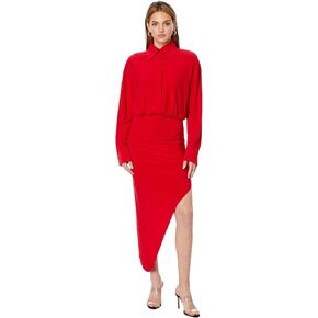 Norma Kamali Women's Oversized Boyfriend Nk Shirt Side Drape Gown