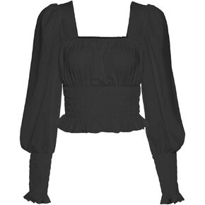 Anna-Kaci Womens Victorian Renaissance Boho Peasant Long Sleeve Gothic Lolita Tops Blouse,