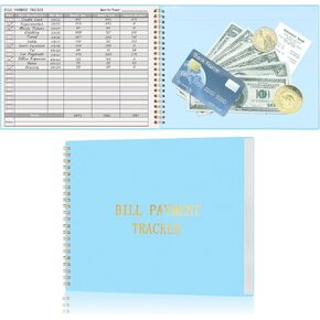 HAUTOCO Bill Tracker Notebook Monthly Bill Payment Tracker for Personal Budgeting Home Financial with 2 Storage Pocket, Payments Checklist Organizer Bill Planner 10.1 x 7.8'', Purple