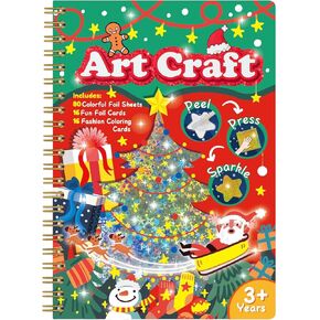 JULEASEL Christmas Foil Paper Arts and Crafts Kits, DIY Xmas Arts and Crafts for Kids, No Mess Foil and Coloring Books, Creative Christmas Gifts for Boys Girls Ages 4+, Kids Travel Essentials Toy