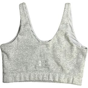 Under Armour Size Medium Grey Essential Fleece Playback Crop Tank Sport Bra