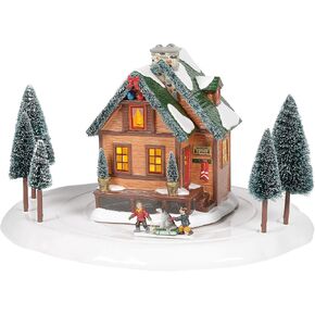 Department 56 Original Snow Village Winter Wonderland Cabin Lit Animated Building and Accessory Set, 8.66 Inch, Multicolor