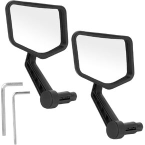 QWORK Bar End Bike Mirror – HD Glass Safe Rearview Bicycle Mirrors, Scratch & Blast Resistant, 360°Adjustable, Glass Bike Side Mirrors, Fits Handlebar Diameter 17-24mm (Pair), for Mountain Bike