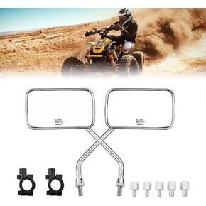 KEMIMOTO ATV Mirrors 8MM10MM Motorcycle Mirrors Side Rearview Mirrors for 7/8" Handlebar Compatible with Sportster Suzuki Kawasaki Aprilia ATV Dirt Bike Scooter Black Mirrors 360 Degrees Adjustment