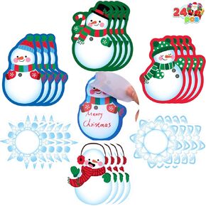 JOYIN 24 PCS Christmas Sticky Note Pads Bulk, Cute Sticky Notes School Stationery Office Desk Supplies, Snowflakes Snowman Small Notepads Post It Notes Classroom Prizes Stocking Stuffers Kids Gifts