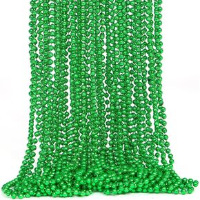 30Pcs Mardi Gras Beads, Green Purple Gold 33" Metallic Beaded Necklace Bulk Costume Stuff, Festival Parade Throw Accessories for Party Decor Favor Supplies