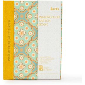 Arrtx Watercolor Sketchbook,100% Cotton Acid-Free 140lb/300gsm Hot Press Hardcover Watercolor Journal Notebook,20 Sheets 5.35 x 3.86 inches